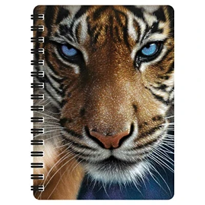Image de 3D LiveLife Bloc note Yeux Bleus de Deluxebase. Carnet à Spirale A6 Art Lenticulaire Tigre pages vierges en papier recyclé. Illustrations sous licence l&#039;artiste renommé Collin Bogle