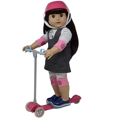 Image de The New York Doll Collection 18 Pouces /46 cm Ensemble de Scooter et Casque poupée Poupées Accessoires s&#039;adapte, Our Generation vélo
