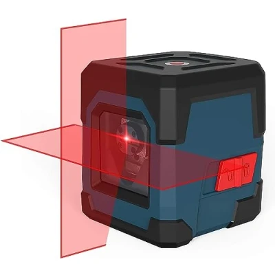 Image de Niveau Laser, RockSeed Laser Croix Autonivelant, 1m Antichoc Tourner Ligne Rouge Horizontal et Verticale, IP54 Étanche À L&#039;eau Poussière avec Sac de Protection 2*AA Piles