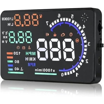 Image de Voila Reve Écran tête haute 5,5&quot; A8 OBD2 avec affichage RPM MPH de vitesse, consommation carburant et température
