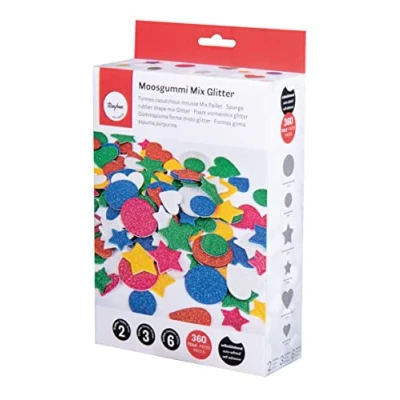 Image de Rayher Formes en caoutchouc mousse mix paillet. autocol. 360pcs coloré, 30237999