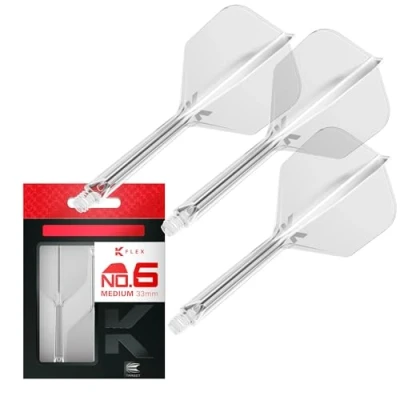 Image de Target Darts K Flex Integrated Dart Flight And Shaft, No.6 Clair (moyen) Pack de 3 fléchettes No 6, 2 en 1 moulé avec précision et tige fléchette Accessoires professionnel