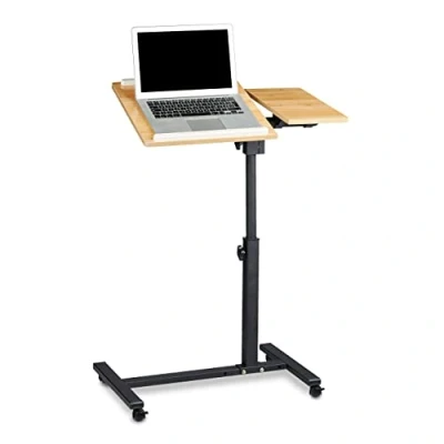 Image de Relaxdays Table ordinateur portable hauteur réglable XL HxlxP: 95 x 60 40 cm support laptop netbook avec 4 roulettes tablette
