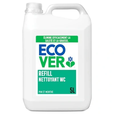 Image de Ecover Recharge Nettoyant WC Action Rapide, à Base de Plantes pour Éliminer le Calcaire, Odeur Pin et Menthe, Bouteille 5 Litres