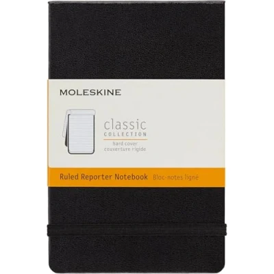 Image de Moleskine Carnet de Notes Reporter Papier à Rayures Journal Couverture Rigide et Fermeture par Elastique Couleur Noir Taille Format Poche 9 x 14 cm 192 Pages