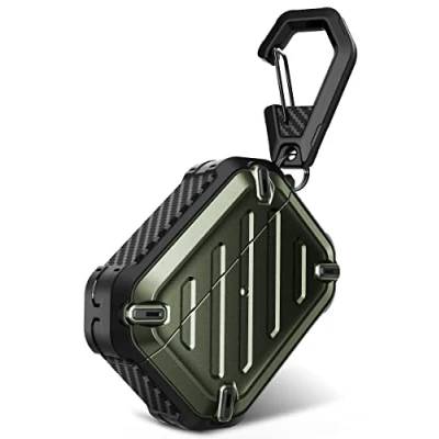 Image de Supcase Unicorn Beetle Pro Series Coque de Protection intégrale Robuste avec Mousqueton pour Airpods (2022/2019), Vert foncé