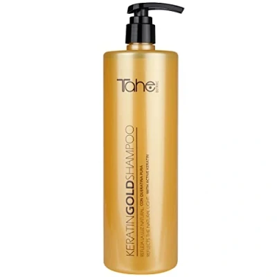 Image de Tahe Keratin Gold Shampooing avec Kératine pour des cheveux plus lisses (1000 ml)