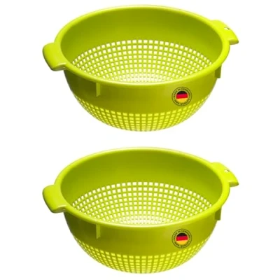 Image de Westmark Passoire Deux grandes passoires avec 2 poignées encastrées et 4 grilles pour laver égoutter Vert pomme, plastique, Ø 24 cm
