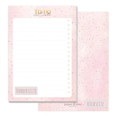 Image de Trendstuff by Häfft Bloc notes, pour liste des tâches, format A6 , avec 50 feuilles détachables, motifs de pois dorés, organiseur, agenda journalier, climatiquement neutre et durable