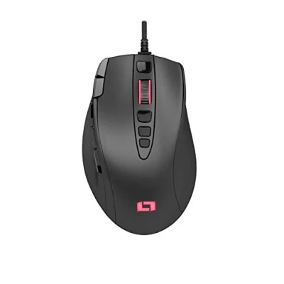 Image de Lioncast Souris de Gaming LM15 avec 13 Touches Programmables (éclairage à Del RVB, Capteur Optique PAW3327, 6 200 DPI) Design Ergonomique &amp; Palm Grip Système Poids pour FPS, RTS et MOBA