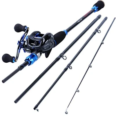 Image de Sougayilang Combinés Moulinet et Canne à pêche, Cannes pêche en Fibre de Carbone 24 tonnes avec Baitcasting, engins 7.0: 1 pour Les déplacements 2.1M Rod with Right Reel