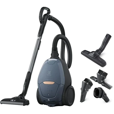 Image de Electrolux Pure D8, Commandes à Distance, Aspirateur Traineau avec Sac, Ultra Silencieux, 57dB, Puissance Automatique Intelligente, Poignée et Affichage LED, PD82 8DB, Bleu Denim