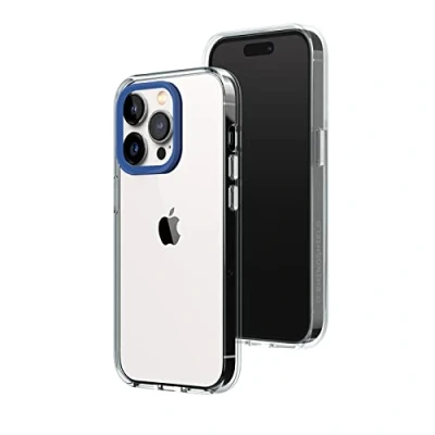 Image de RhinoShield Clear Compatible avec [iPhone 14 Pro] Résiste au jaunissement, Haute Transparence, Coque de Protection Personnalisable Bleu Cobalt Contour objectifs Photo