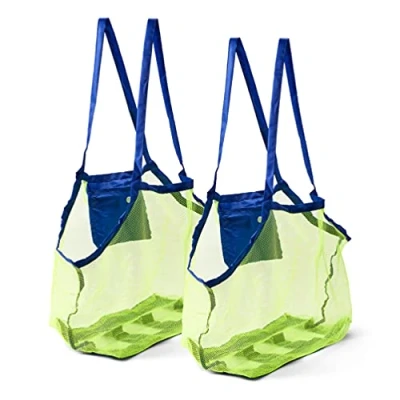 Image de BRAMBLE 2 Grands Sacs en Filet pour Sable &amp; Jouets de Plage, Bain, Serviettes, etc (XL 45cm) Solide, Résistant Pratique