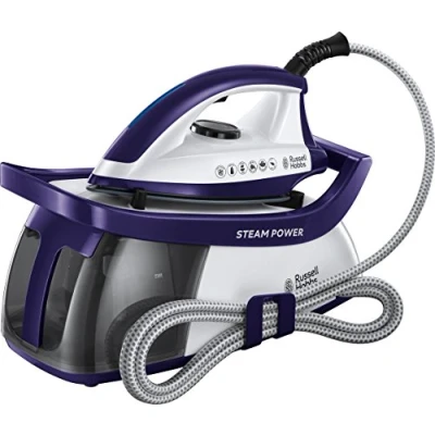 Image de Russell Hobbs Fer à repasser vapeur [Centrale] SteamPower (2600 W,Pression 4,5 bars, 100 g/min continue, 3 Réglages de vapeur, Réservoir 1,3 L, Semelle en céramique, Anti calcaire) 24440 56
