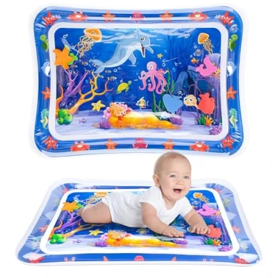 Image de Tapis Eau Bebe Eveil, d&#039;eau Sensoriel Bébé pour Tout Petits, Tummy Time Eveil Aquarium Gonflable, Cadeau Jouet 3 6 9 Mois
