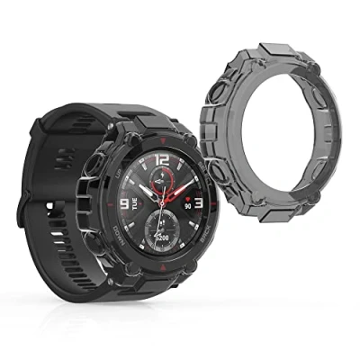 Image de kwmobile Coque Compatible avec Huami Amazfit T Rex/T Rex Pro 2X Étui Cadre écran en Silicone pour Fitness Tracker Noir