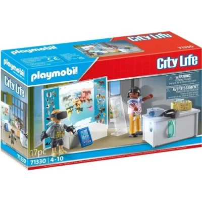 Image de PLAYMOBIL 71330 Classe avec réalité augmentée City Life deux personnages, un projecteur fonctionnel, tableau, une tablette, casques de virtuelle et des accessoires Dès 4 ans