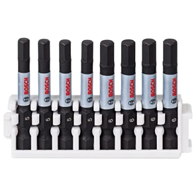 Image de Bosch Professional 8 pièces Pack d&#039;Embouts de Vissage Hex (Impact Control, x PZ2 Bits, Longueur 50mm, Pick and Click, Accessoires visseuse à percussion)
