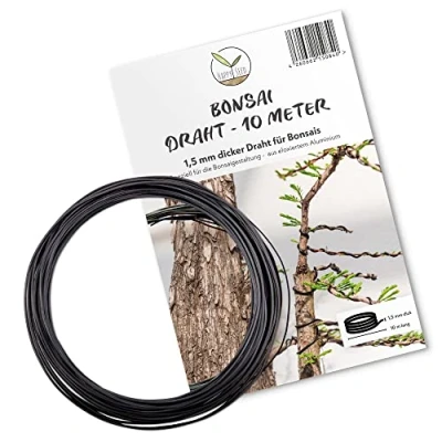 Image de HappySeed 10 m Fil de Ligature Bonsai en Aluminium anodisé, Noir Essentiel pour la Forme souhaitée Votre Idéal création individuelle d&#039;arbres &amp; Plantes (1,5 mm)