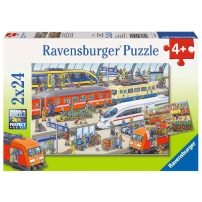 Image de Ravensburger 09191 1 Puzzle Tumulte À La Gare 2 x 24 Pièces