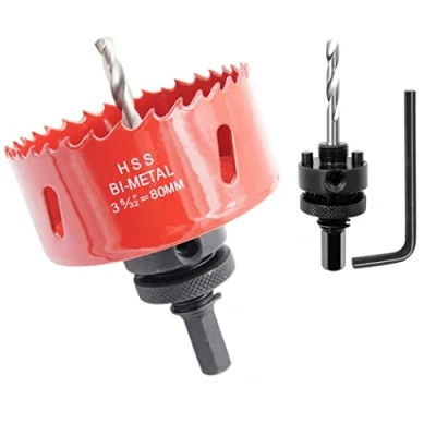Image de Scie cloche 80mm, LAIWEI A2 mèche à arbre pour usage intensif, foret 4341,outil de perçage percer des trous dans différents types bois, aluminium, PVC, etc.