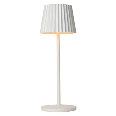 Image de Lucide JUSTINE Lampe de table Extérieur Rechargeable Batterie LED Dim. 1x2W 2700K IP54 Avec station charge sans fil Blanc