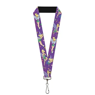 Image de Buckle Down Mixte Lanyard 1.0 Tinker Bell Poses/Flowers/Stars/Skull Purple Cha ne de cl , Multicolore, Taille unique EU