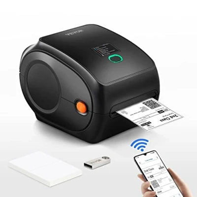 Image de VEVOR Imprimante Étiquettes Thermique Direct 4x6 Code Barre USB Bluetooth 150 mm/s 300 dpi pour Colis Expédition Compatible Amazon/eBay/Etsy/UPS Prise Charge Windows/MacOS/Linux/Android/IOS/Chromebook