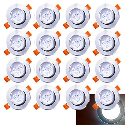 Image de SWANEW 20 Pack LED Spots Encastrables, 3W Lampe Plafond, Orientable 30, LEDs Ronds 245 Lumens Blanc Froid 3000K, Diamètre du Trou Φ60mm