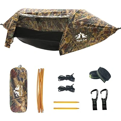 Image de Night Cat Hamac Tente avec Moustiquaire Imperméable à l&#039;eau pour 1 Personne Randonnée Camping dans Jardin Arrière Cour Sauvage