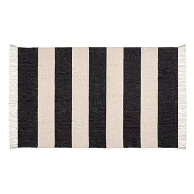 Image de WENKO tapis de bain Kasi, à base coton recyclé avec motif tendance rayures, qualité Jacquard, dessous antidérapant et lavable jusqu&#039;à 30C, 100 % coton, (l x p) : 50 80 cm