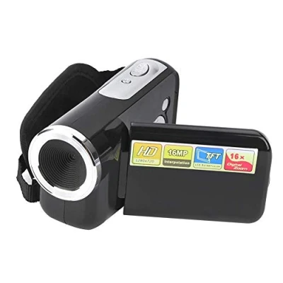 Image de caméscope numérique, caméra vidéo Portable avec écran LCD TFT, Enfants 16X HD Vlogging, Anniversaire, Noël, Cadeaux de Vacances(Noir)