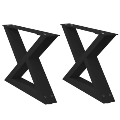 Image de vidaXL Pieds de table basse 2 pcs noir 50x(30 31,3) cm acier, jambe table, pied en meuble