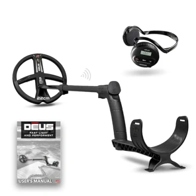 Image de XP Metal Detectors DEUS Entièrement sans fil, idéal pour la recherche de trésors et reliques Disque 22X35 (35 fréquences), casque fil WS4 &amp; canne Lite S télescopique (DEUS22X35WS4F)