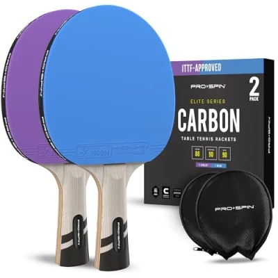 Image de PRO SPIN Raquettes de ping Pong Édition limitée ITTF Color Tennis Table en Fibre Carbone Qualité supérieure Professionnelle Lame à 7 Plis, Caoutchouc