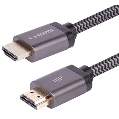 Image de Monoprice Câble HDMI 2.1 tressé certifié 8K Ultra Haut débit 0,9 m Noir 48 Gbit/s, Compatible avec Sony PS 5, 5 Digital Edition, Xbox Series X et S