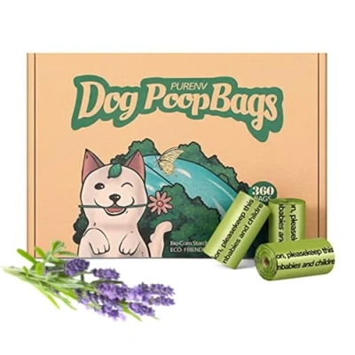 Image de PURENV Biodégradables Sacs de Caca Chien Extra Épais en Mélange D&#039;amidon Maïs, Fort Étanches (360 Sacs)