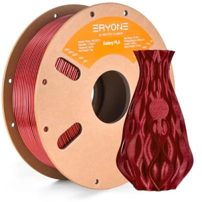 Image de ERYONE Filament PLA 1.75mm Sparkly Glitter Shining +/ 0.03mm for 3D Printer, 1kg/Spool, Red
