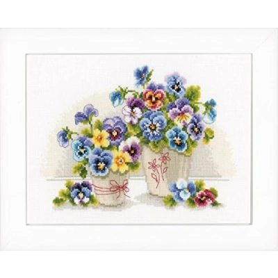 Image de Kit au point compté Vases avec violettes