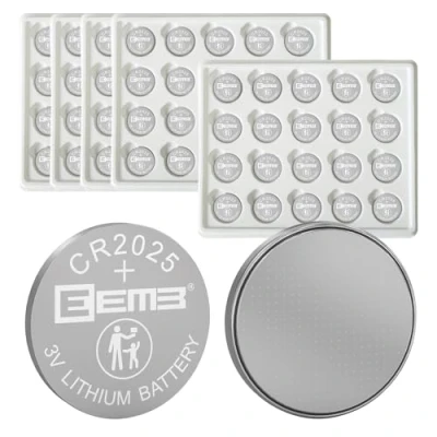 Image de EEMB 100 Pack CR2025 Batterie 3V au Lithium Bouton Pile 2025 pour Key Fob, Calculatrice, Compteur de PièCes, Montre, Moniteur FréQuence Cardiaque, GlycéMie, Etc.