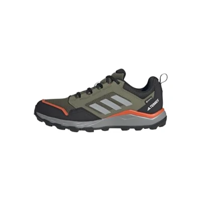 Image de adidas Homme Terrex Tracerocker 2 Gore TEX Trail Running Shoes Chaussures de Course sur Sentier, Olive Strata/Charcoal Solid Grey/Semi Impact Orange, 41 1/3 EU