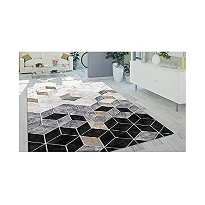 Image de Mani Textile Tapis Luxe Doré, Noir Dimensions 120x180