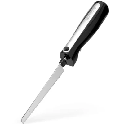 Image de Clatronic EM 3702 couteau électrique, de cuisine aide avec moteur 120 W, boîte rangement incluse, acier inoxydable/noir