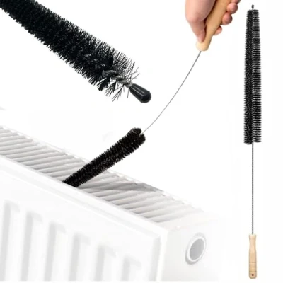 Image de FiTspi RFF1476 Brosse de nettoyage pour radiateur avec manche en bois 70 cm fine et longue portée multifonction radiateur, sèche linge machine à laver