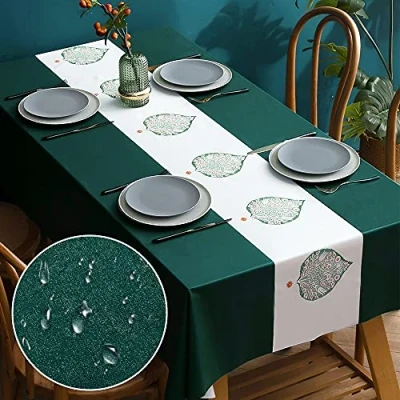 Image de newsbirds Nappe Carrée Imperméable en Plastique PVC 140x140cm, de Table Lavable Salle à Manger, Pique Nique, Restaurant (Vert, 140x140cm)