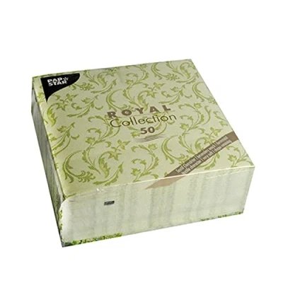 Image de PAPSTAR #85001 Lot de 50 Serviettes « Royal Collection » à Pliage 1/4 Vert Olive 40 x cm