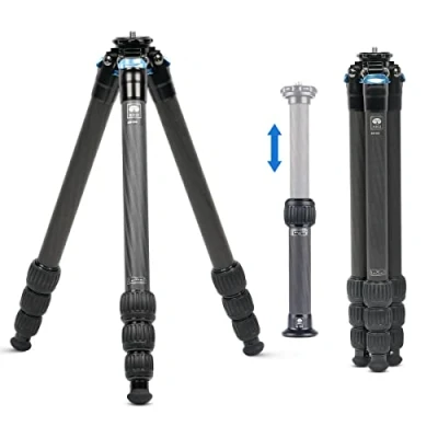 Image de SIRUI AM 284+SL 200 Grand Trépied en Fibre de Carbone avec Colonne Centrale, Professionnel léger et Portable pour appareils Photo, Max 152cm, Rétracté 445mm, 15kg Charge utile.