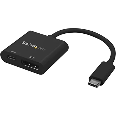 Image de StarTech.com Câble Adaptateur USB C vers DisplayPort avec Power Delivery 4K60Hz HBR2 Convertisseur Vidéo Type DP 1.2 Chargement 60W Pass Through Thunderbolt 3 (CDP2DPUCP)
