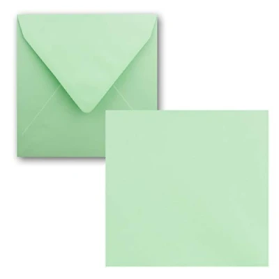 Image de FarbenFroh® by GUSTAV NEUSER® Lot de 25 cartes simples, carrées, 15 x cm, avec enveloppes, en vert menthe, pour vœux, etc.